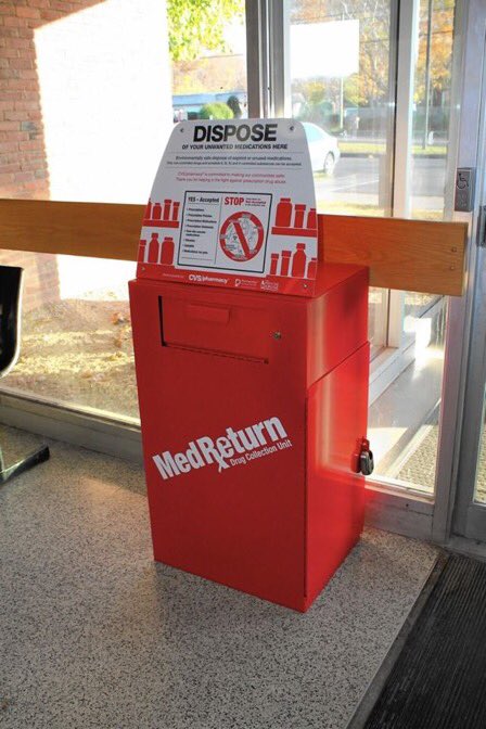 WinYSB's tweet photo. 457 pounds have been collected at the Windsor Drug Drop Box from January to June 2019!!!
The box is secured in the lobby of the police department, and is accessible anytime. The department is open 24/7, 365 days a year. No questions asked. #takeittothebox #dropbox #prevention https://t.co/CR3W9KoRlI