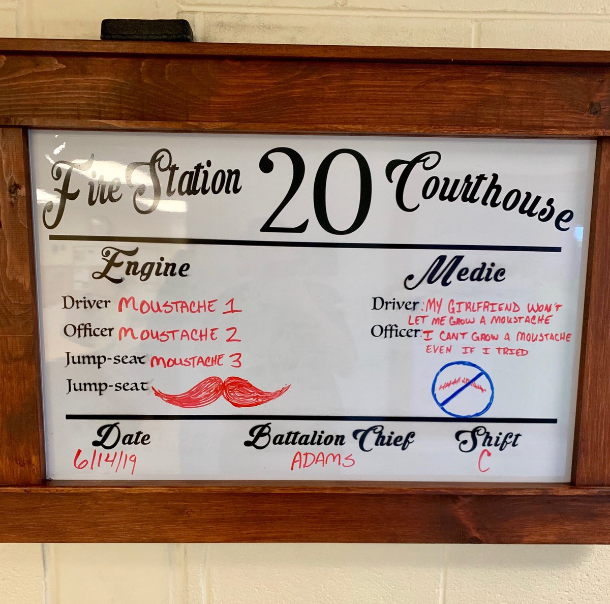 CFEMSPIO's tweet image. The crew of Engine 20 today has a strong mustache game while the Medic crew not so much! #stache #firefighter #notsomuch #handlebarmustache #noshave #keeptryingmediccrew