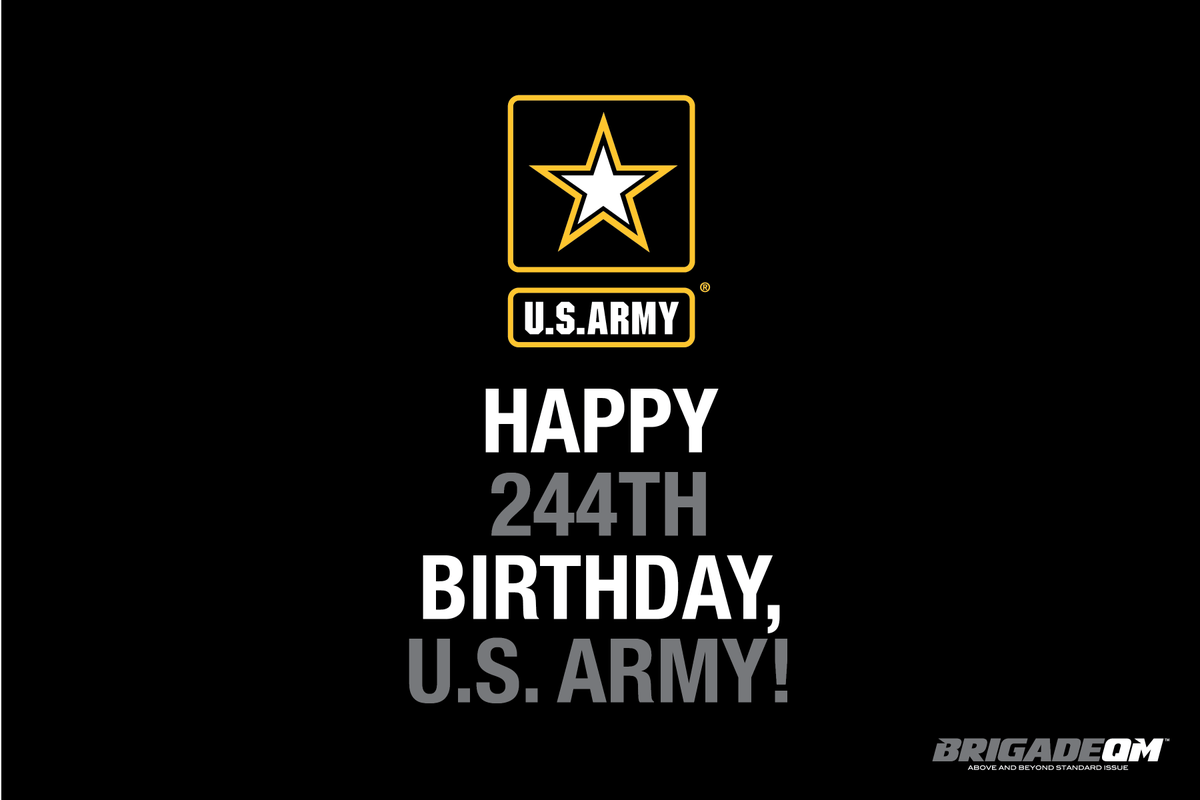 BrigadeQM's tweet photo. We here at BrigadeQuartermasters would like to wish a very happy 244th Birthday to the @USArmy. Thank you for going #AboveAndBeyond for the last 244 years and many more! https://t.co/xnB9c5ubM5