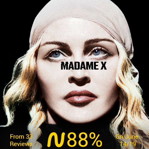 Trackwave1's tweet image. There is more density and musical adventure than at almost any other point in her career. -The Guardian
#Madonna 's new album #MadameX is out now and #GOLD at an 88% on 33 critic reviews trkwave.com/album/madonna-…