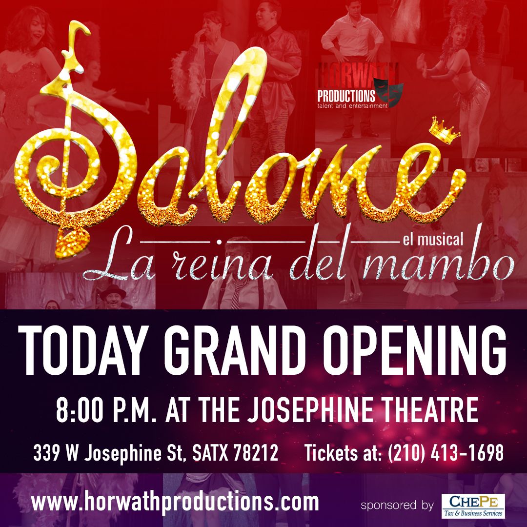 Horwath Productions on X: TODAY GRAND OPENING Salomé La Reina del Mambo  - The Queen of Mambo - Don't miss this spectacular show! 8:00 p.m. at the  Josephine Theatre. Tickets at (210)