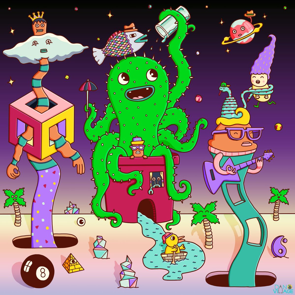 Folioplanet's tweet photo. .@DanielSulzberg is our banner feature. Dan creates a cast of whimsical &amp; zany characters. Colorful, playful and imaginative, he draws on his home state roots of California to create his style. Find more of Dan's work: https://t.co/uUUJCHqQni Dan is rep'd by @Illustrationweb https://t.co/h2bMyOqyDM