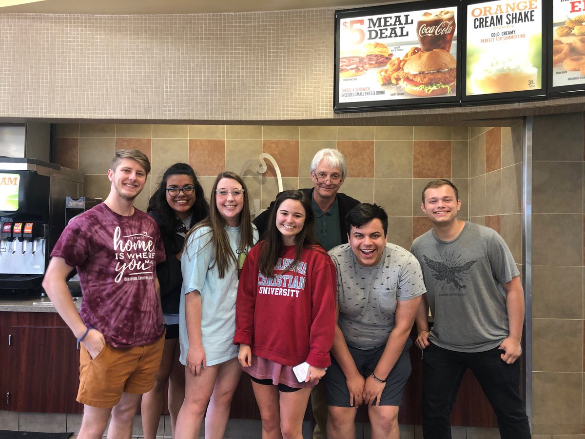 Our very own <a href="/NewReignOC/">New Reign</a> added a stop to their tour - <a href="/Arbys/">Arby's</a>.

When they ran into <a href="/NewsOK/">Arthur B. (Individual account)</a> sports columnist <a href="/BerryTramel/">Berry Tramel</a> while on a food break, they put on an impromptu concert for both Tramel and Arby's employees and customers.

What a fun story to tell and unique experience!