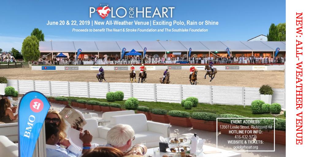 PoloForHeart's tweet photo. Rain or Shine? Don't care! We are excited to announce that we have a NEW ALL-WEATHER VENUE. This promises a fantastic Polo Festival rain or shine and an exciting elevated view of the games! #poloforheart #greatcause #TheHSF #SouthlakeFndn #blogTo #TorontoLife https://t.co/e703oyuPCb