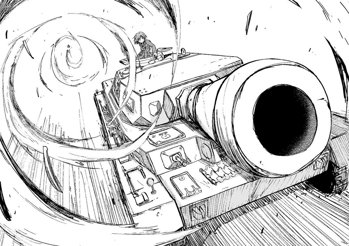 ガルパンの映画今日からー。観たいー。アナログ時代の絵あげるー。戦車はわかんないから嘘Ⅳ号戦車ー。 
