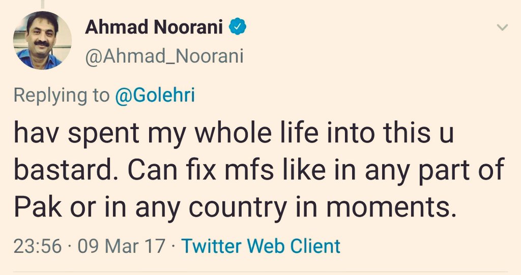 Exhibit BD.  @ahmad_noorani taking a high moral ground on Social Media.