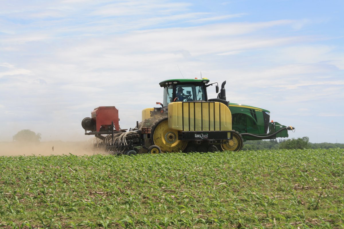 SponheimSales's tweet image. Pictures of the custom interseeding being done today!  The Olsons were interseeding a grazing mix consisting of annual rye, red clover, kale, african cabbage, and turnips into corn.  #interseeding @RussOlson16 @HaydenOlson63