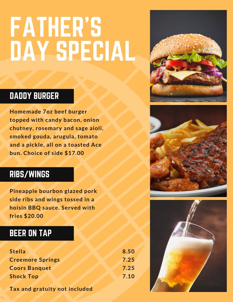 Treat your dad to something special this Fathers Day! Check out our specials for the Bistro below. See you on Sunday. 🍔🍺⛳️