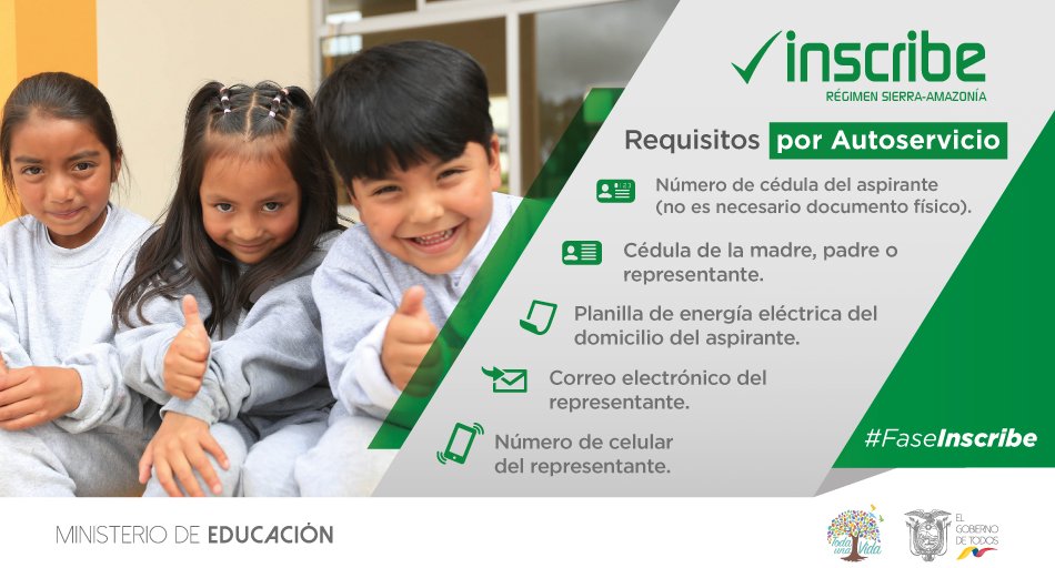 EducacionZ5_Ec's tweet photo. ¿Sabes cuáles son los requisitos para la inscripción régimen Sierra-Amazonía 2019-2020 por Autoservicio? Conócelos #FaseInscribe ➡ https://t.co/euGiZydh4g https://t.co/Lk5HyFbfts