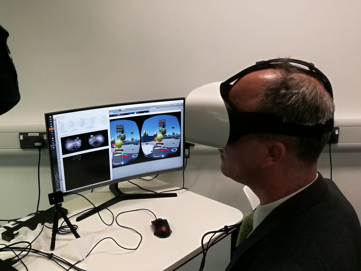 Here's <a href="/rjhowe/">Rob Howe</a> trying eye-tracking VR at #MergedFutures 😁