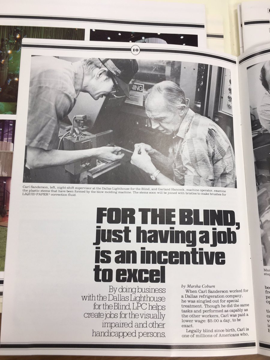 Here’s another article from the employee newsletter - Liquid Paper also employed people thru the Dallas Lighthouse for the Blind.  #ISOBette