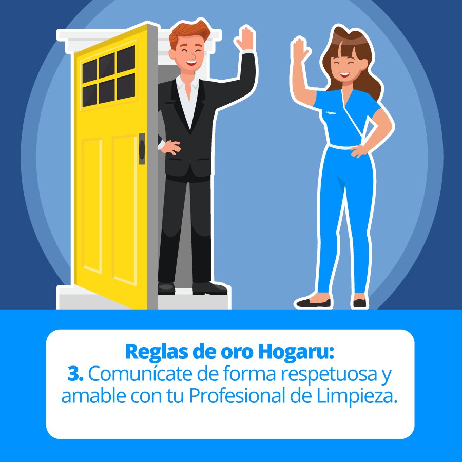 ✨En Hogaru trabajamos por la dignificación del trabajo doméstico.👩🏾💙👩  Es importante que trates a tu Profesional de Limpieza con respeto y le des indicaciones de manera cordial. El buen trato refleja la educación de nuestros clientes.🙋‍♀️