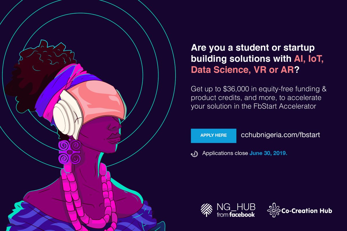 Cc_HUB's tweet photo. Building solutions with AI, IoT, Data Science, VR or AR? 

Access up to $36,000 in equity-free funding and product credits, corporate partnerships, a dedicated Facebook mentor and more in Season 2 of the #FbStartAccelerator. 

Apply now: https://t.co/o2ROudEvcN

#FBStart https://t.co/nwMjzdpeLr