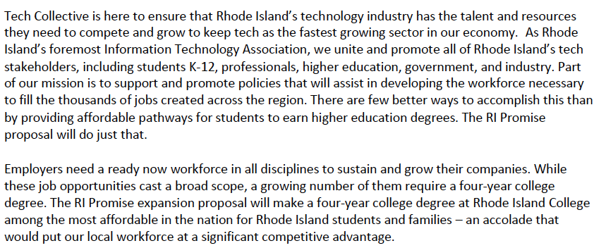 thebert's tweet photo. Tweet 2 of 4

“The RI Promise expansion proposal will make a four-year college degree at Rhode Island College among the most affordable in the nation for Rhode Island students and families – an accolade that would put our local workforce at a significant competitive advantage.” https://t.co/nmya4GoMgo