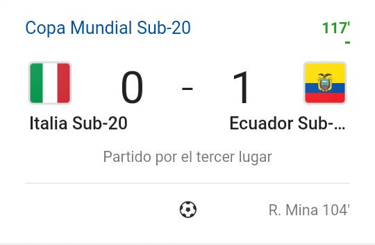 Vamos Ecuador falta poco,  aguanten muchachos, Arriba mi Ecuador del alma, tercero en la Copa del mundo sub 20.