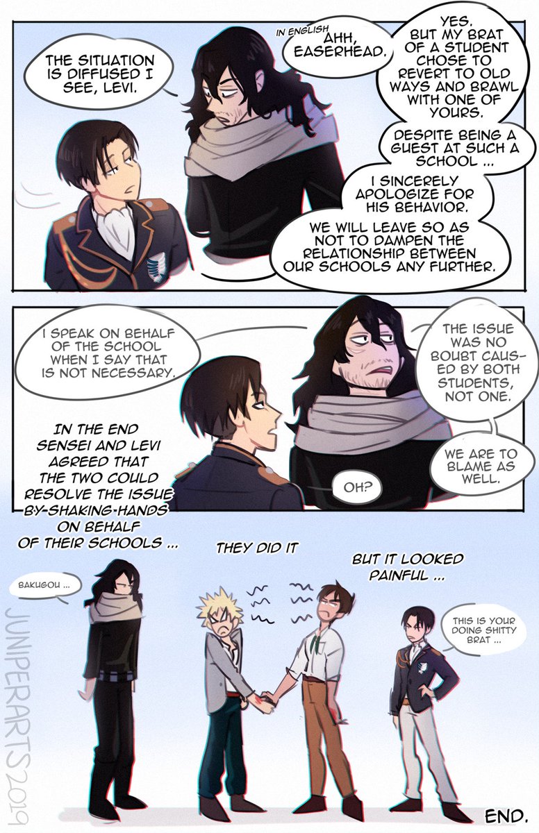 Last part of my #bnha/#snk crossover comic titled:
A wild Levi appears! ?
(Read left ➡️ right)
#mha, #attackontitan, #進撃の巨人, #ヒロアカ, #myheroacademia 