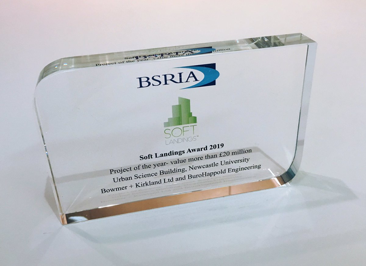markdowsonEngD's tweet photo. Thank you @BSRIALtd for hosting the #SoftLandings2019 conference today! Lots of great discussion and fantastic to pick up an award for the Newcastle University Urban Sciences Building @burohappold @bandkbuild @NCLSusCampus @MichelleAH99 https://t.co/jKyEZsTQWp