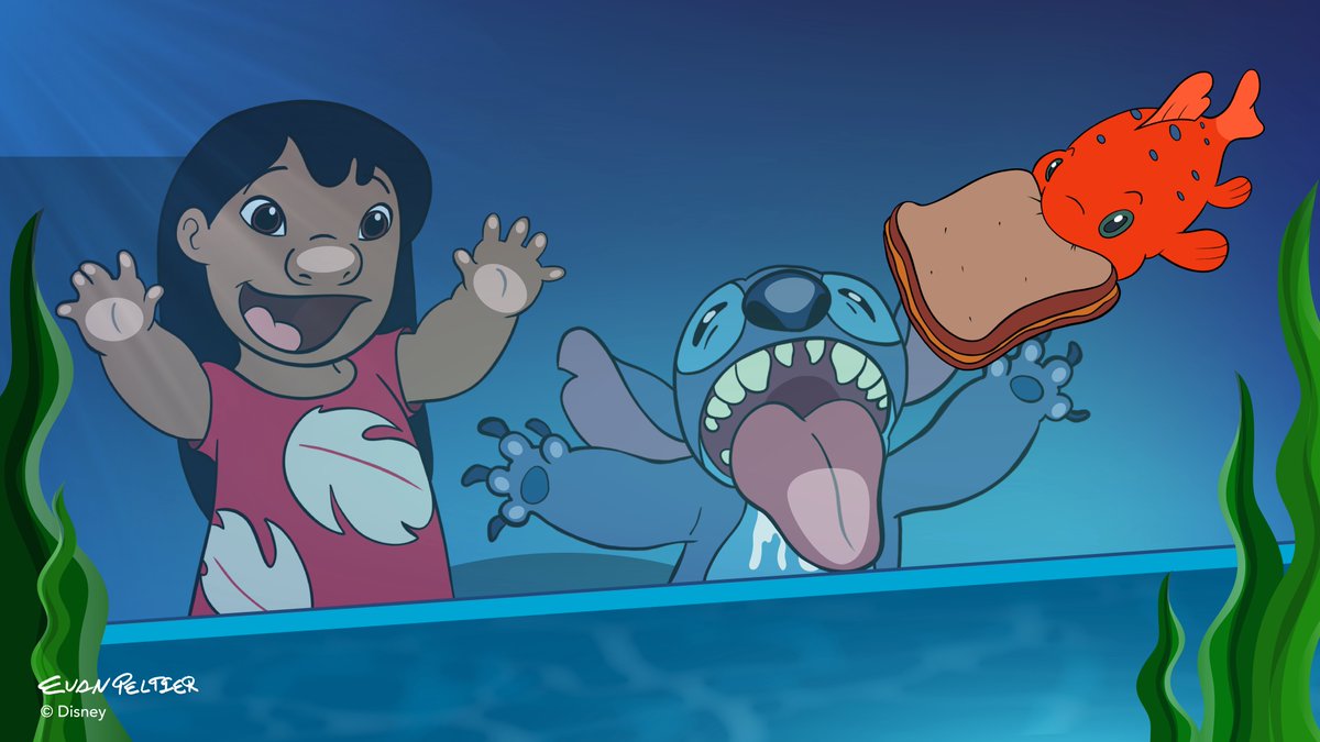 Lilo and Stitch find Pudge the Fish at Coral Reef Restaurant in today'...