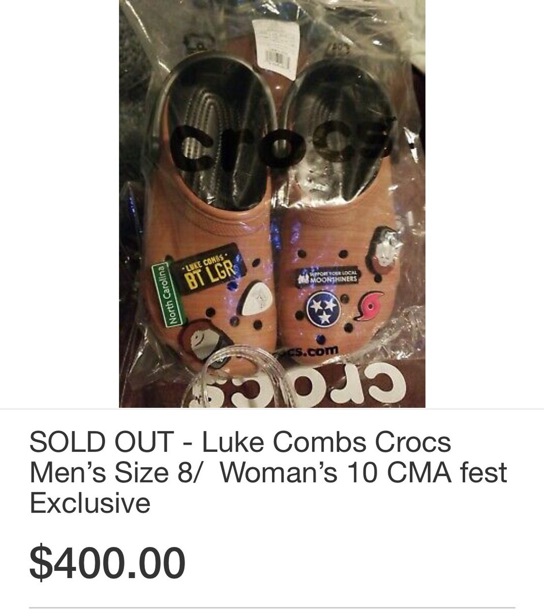 amydreed's tweet photo. When you really want a pair of @lukecombs crocs but people on ebay have lost their minds😂😭 https://t.co/BISRaJI4FC