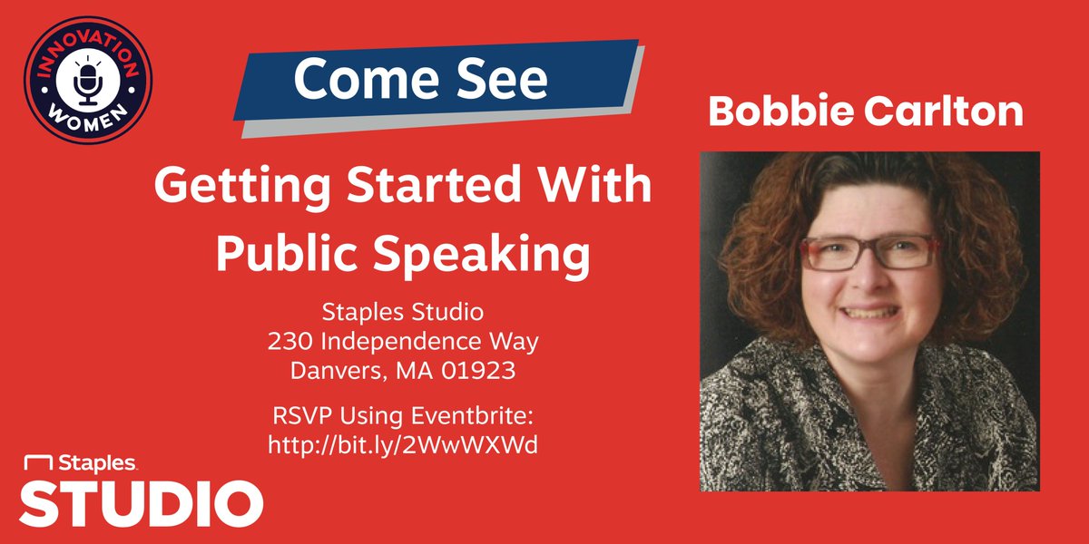 BobbieC's tweet photo. Next week we're kicking off our @StaplesStores #studio @WomenInno speaker series. Join me! https://t.co/BWHrOmFZJO https://t.co/iIaaZpGLj0
