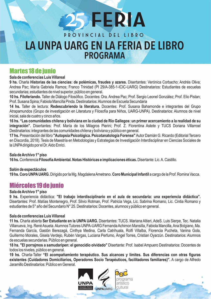 UNPARioGallegos's tweet photo. #LaUARGenlaFeria #25FPL #ExtensiónUARG #RíoGallegos #SantaCruz https://t.co/un40LwB2DS