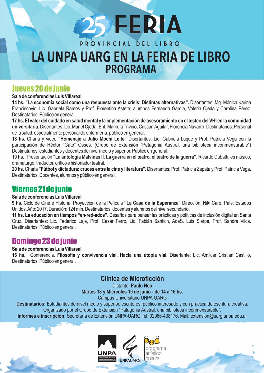 UNPARioGallegos's tweet photo. #LaUARGenlaFeria #25FPL #ExtensiónUARG #RíoGallegos #SantaCruz https://t.co/un40LwB2DS