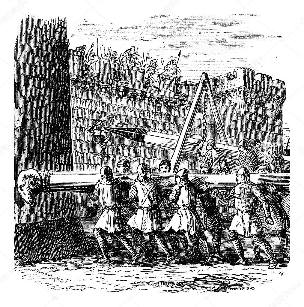 破城槌（はじょうつい）または衝角（しょうかく）とは、城門や城壁を