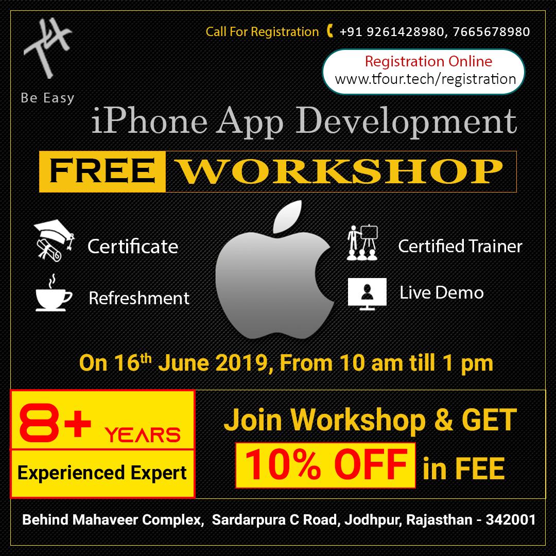 tfourtech's tweet image. TFour Tech Pvt. Ltd. Ltd.​ conducting 3-hours workshop on iPhone App Development under 8+ years experienced expert.
| Call for Registration: +91 9261428980, 7665678980
| Web: tfour.tech/registration    
#workshop  #iOS_APP #iPhone_Application #iPhone_coding #tfour #tfourtech