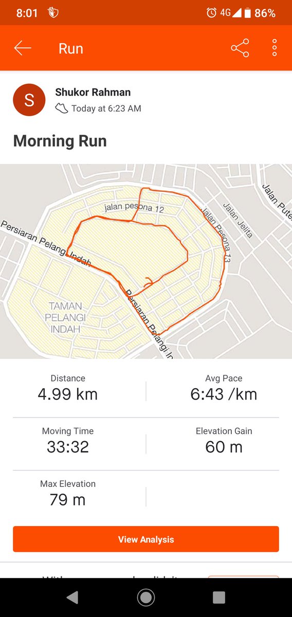 shukorahman's tweet photo. @twtjogging @SOFEARun 4.99 km boleh tak? Kah https://t.co/8ReO5QqCDA