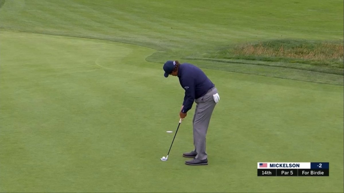 DTMGolfPod's tweet photo. .@PhilMickelson birdies 14 for his sixth birdie of the day. It’s getting real now folks! #DTMGolfPod #DocandZip #USOpen https://t.co/I7MuCjIDWG