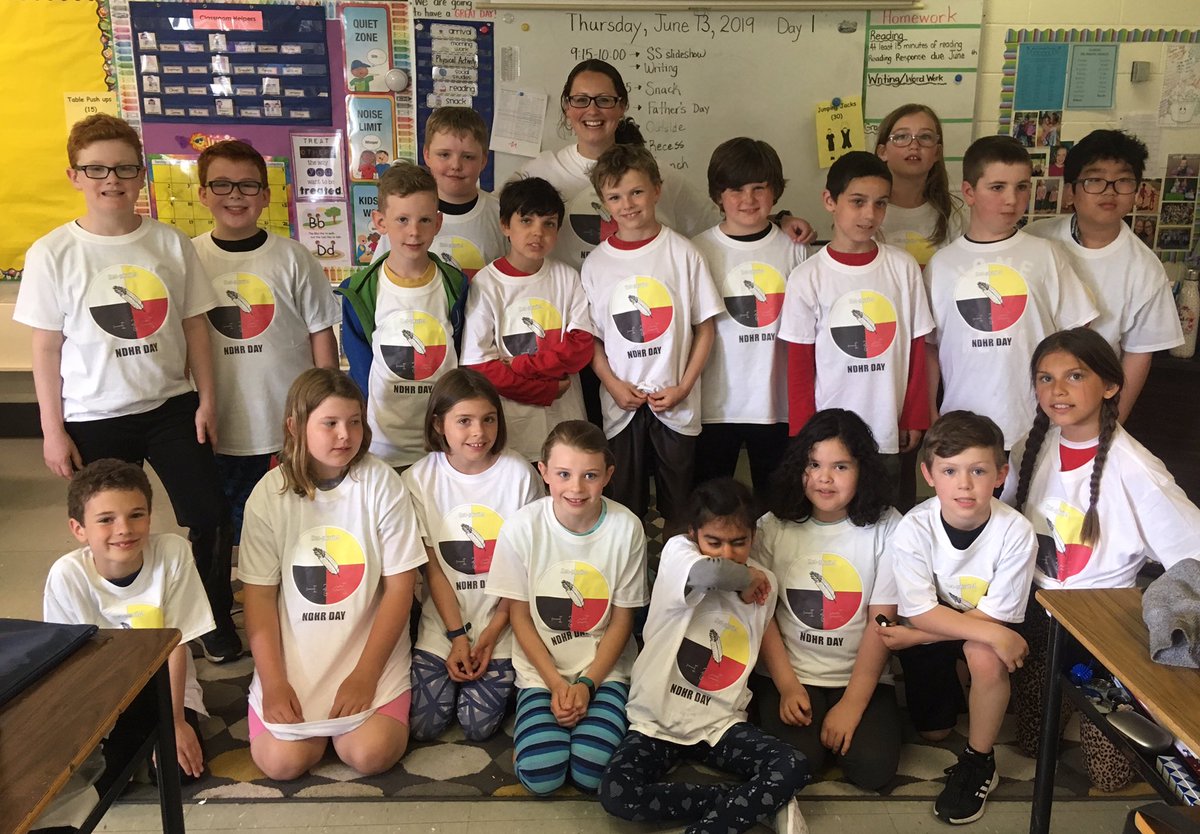 CherylR34200685's tweet photo. Today was another amazing day at our school! We celebrated National Day of Healing and Reconciliation. My students were truly invested in learning about the importance of this day. Our shirts were designed by one of our grade 8 students, Nelly Jadis! #MtStewartSchool #NDHR https://t.co/T9XnTUP4mm