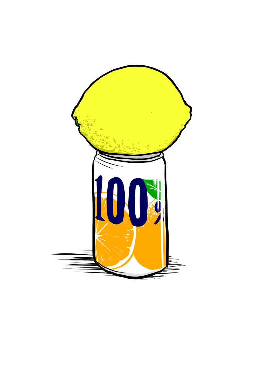 「アルミ缶の上にあるレモン
#ダジャレ失敗 」|ワイルドモルモットのイラスト