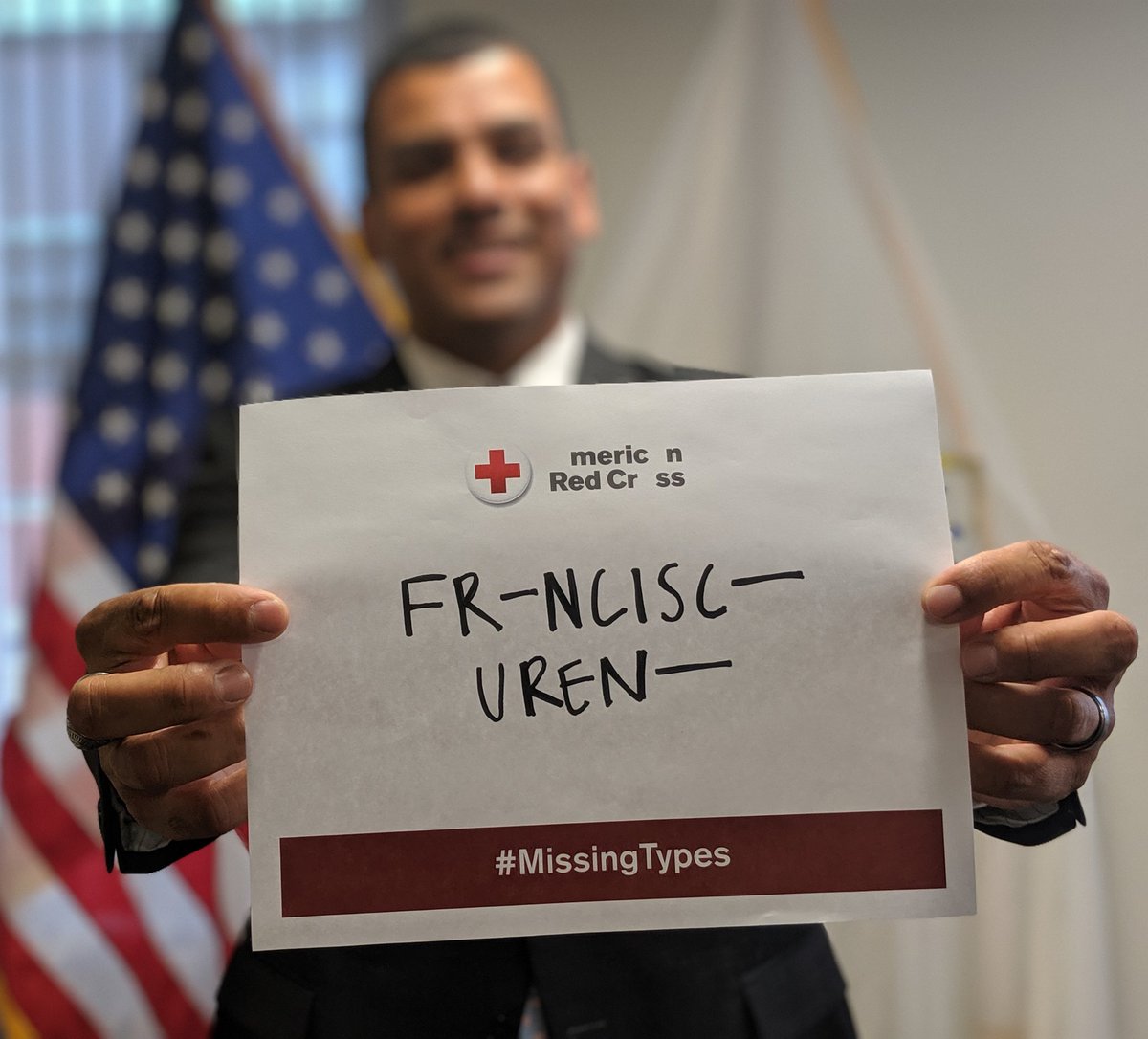 Urena's tweet image. Our friends at the @RedCross remind me that few missing letters can change everything! @RedCrossBloodMA is running low on A, B &amp;amp; O blood types. 

Schedule a blood donation appointment 👉🏼RedCrossBlood.org #MissingTypes💉