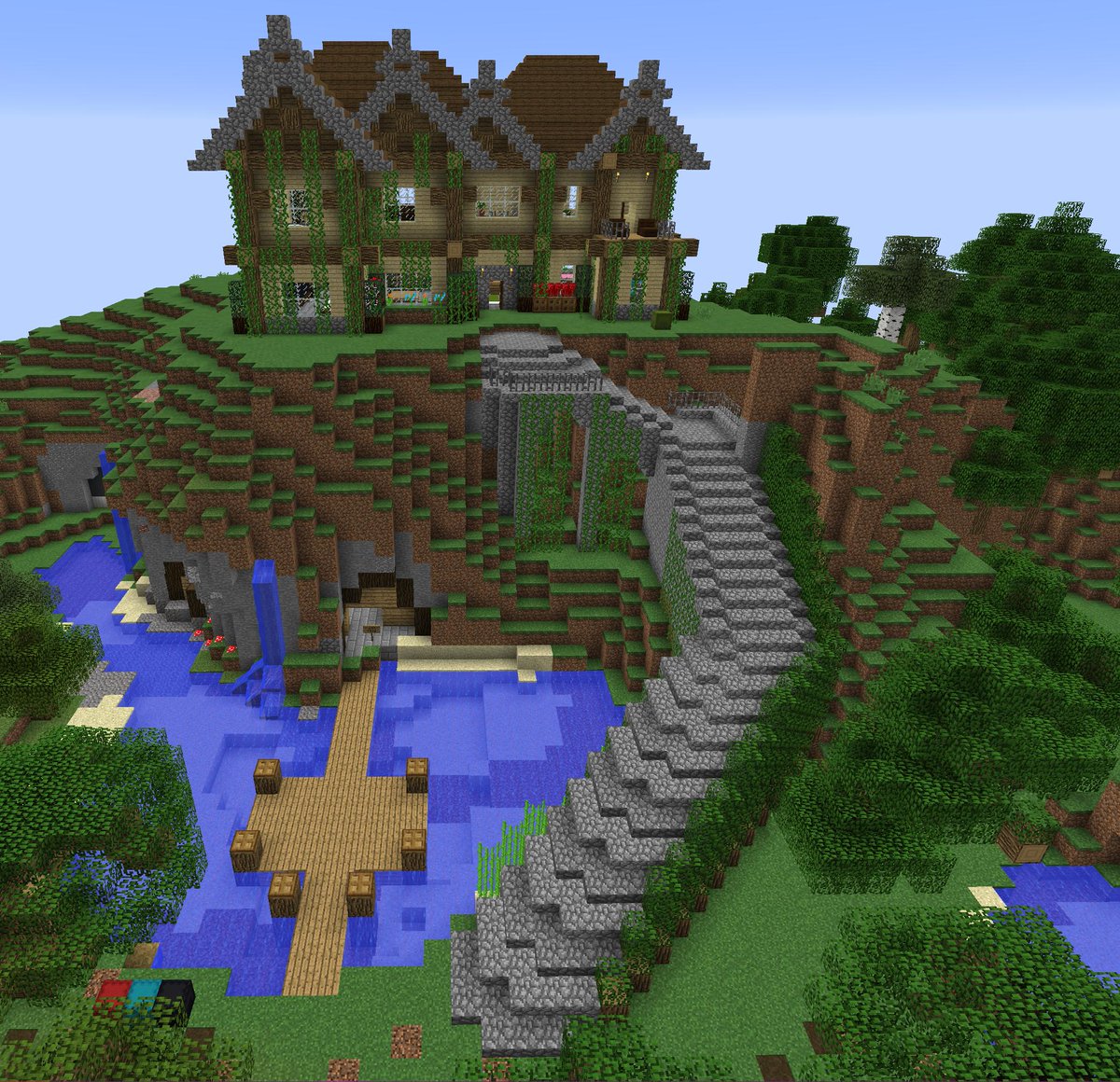 SurviveWithUsMC's tweet image. Hey Survivors! Check out _YV_'s house! He went for a top house with a mountain retreat. This is looking sweet YV, keep up the good work! Let him know what you think of his base next time you're on!😉 #Minecraft @SurviveWithUsMC #Playerbuilds