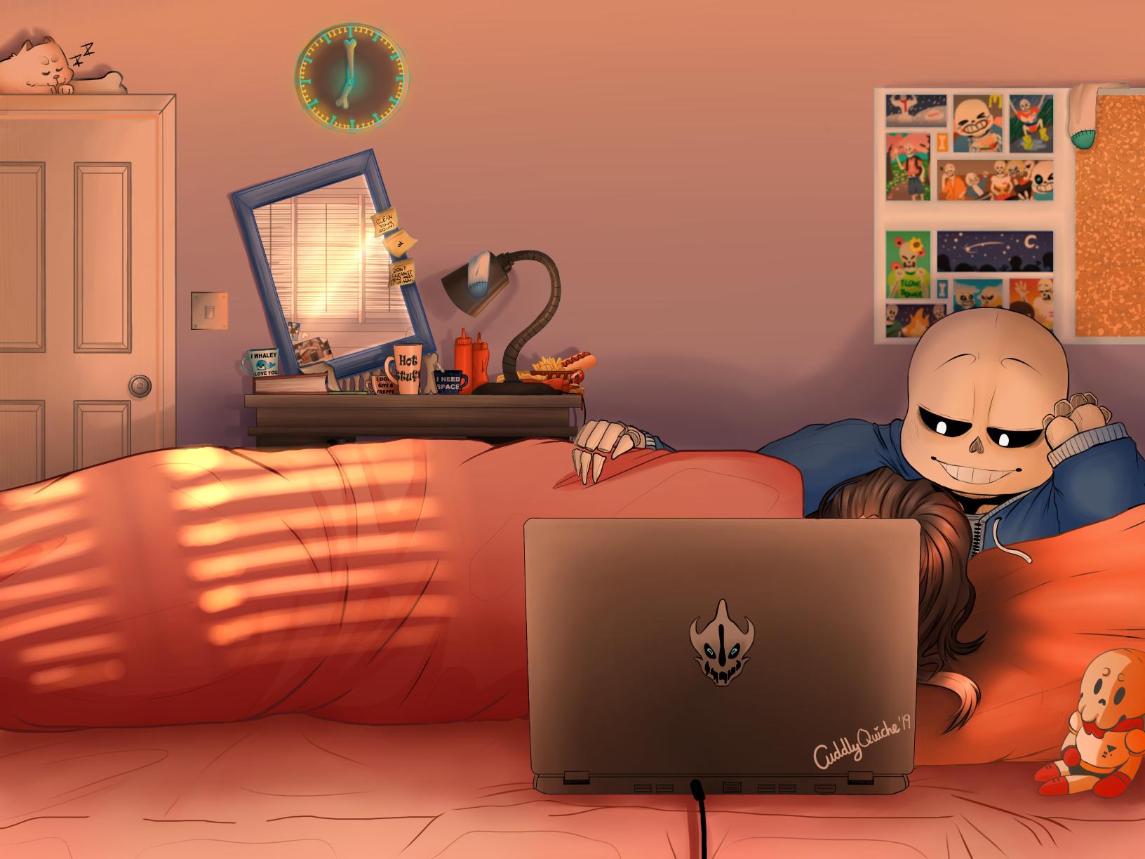 CuddlyQuiche on X: Reader's cuddling time with Sans! Dedicated to