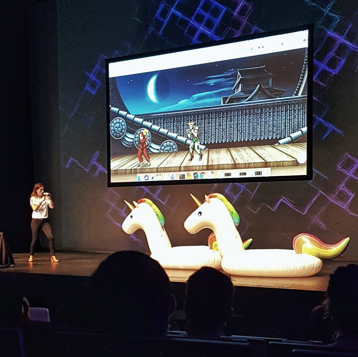 <a href="/devdevcharlie/">Charlie Gerard</a> took down the unicorn on stage with a haduken! #jsconfasia2019 #jsconf #jsconfasia