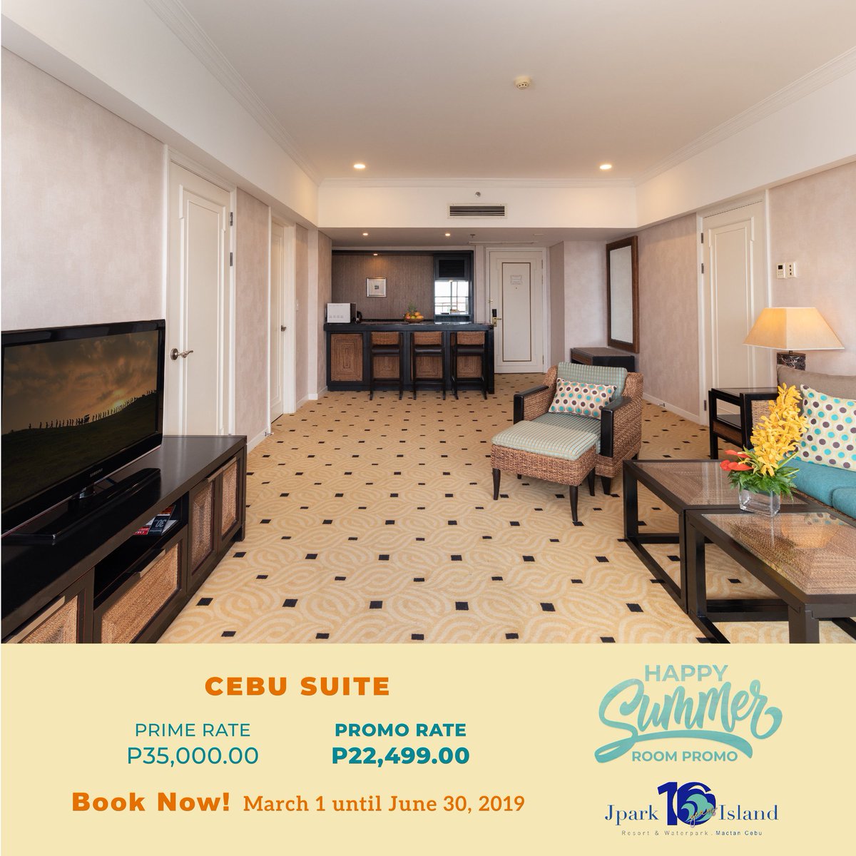 jparkresort's tweet photo. Live luxuriously while having fun when you stay at either the Cebu Suite or Cebu Suite Ocean!

Use the promo code SUMMER to avail our discounted rates!

For more details, click here: https://t.co/atg2VLnEHd

#MyJparkStory #WaterYouWaitingFor 
#TenYearsOfJpark https://t.co/UCElHHnhSr