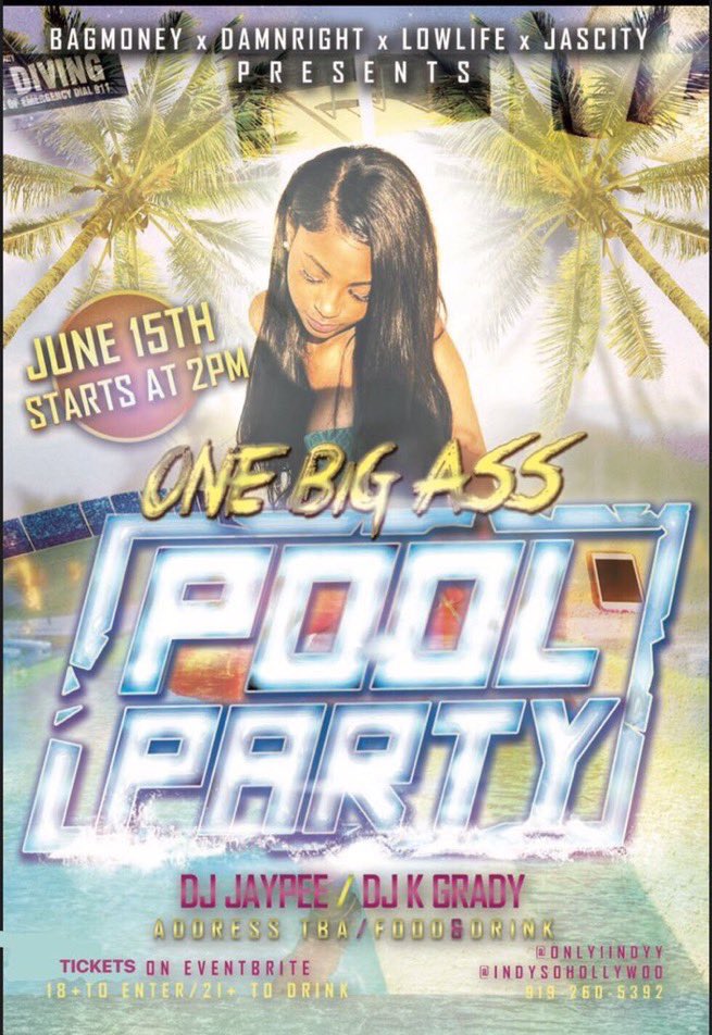 DPtheMC's tweet photo. TOMORROW #JASCITYAREACODETOUR3 CONTINUES...

WE IN THE 919 !!!

#ONEBIGASSPOOLPARTY 

NEW ADDY AND TIME 

STARTS AT 4PM 

TICKETS/RSVP: https://t.co/LRv7MVbeIR

CALLING OUT EVERYBODY FROM DURHAM, RALEIGH AND SURROUNDING 919 CITIES 

MUSIC BY @DJaypee919 x @DJKGRADY_JC #FREEGRADY https://t.co/OKqPrIaOdI