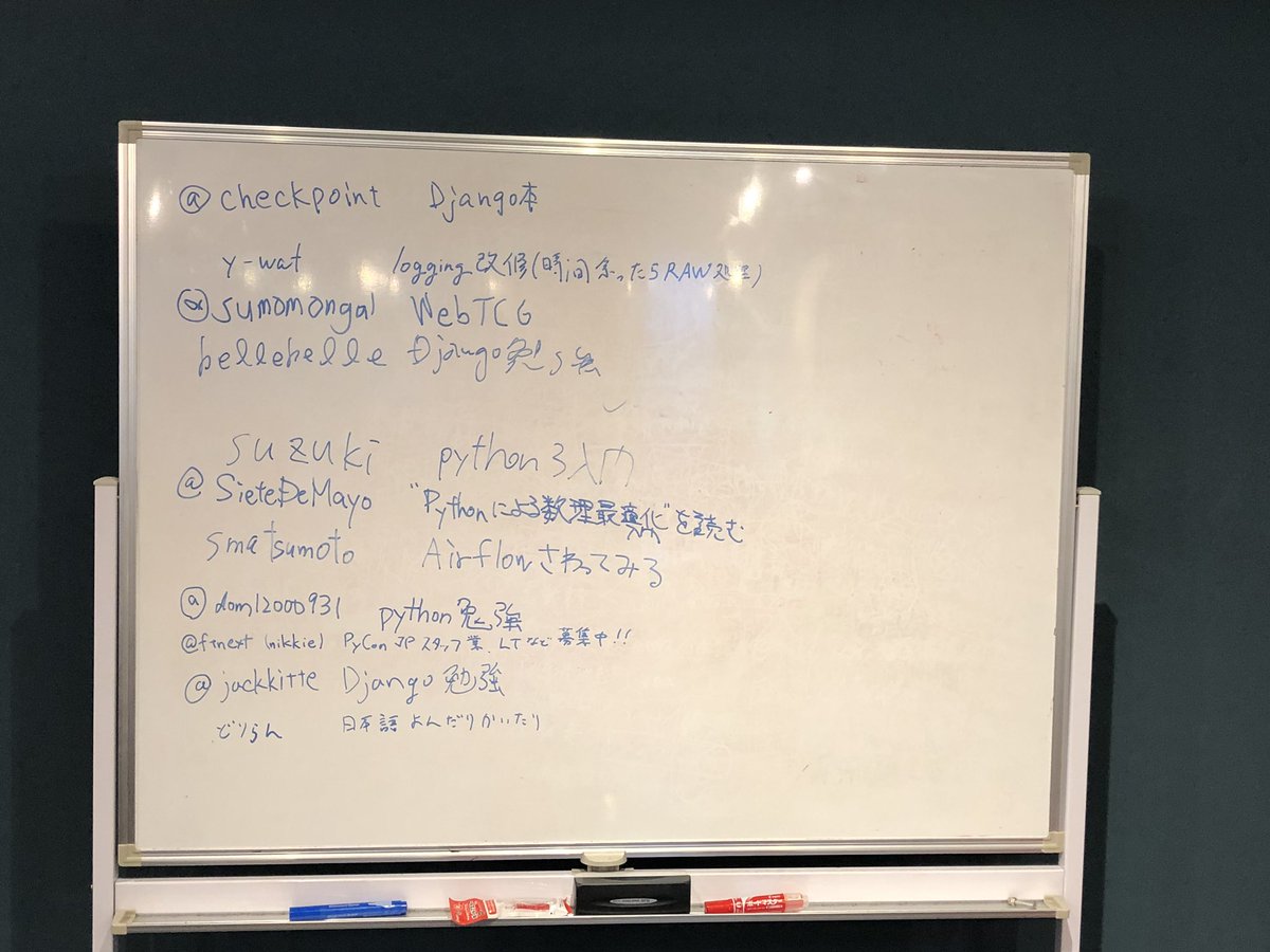 checkpoint's tweet image. Pythonもくもく会開催中です！ 今日はこんな感じ。#mokupy