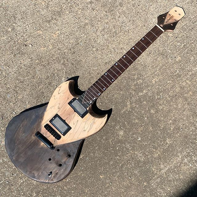 agapeguitars's tweet photo. Dye is (mostly) done on this #AVAILABLE St. Genevieve that I torched a couple days ago. Clear coat comin’ up! Shoot me a message if you want to make it yours. #AgapeSG #luthier #custom #handmade #boutique #guitar #electricguitar #fender #gibson #customg… https://t.co/vSxZznIP3X https://t.co/himX14K2Nd