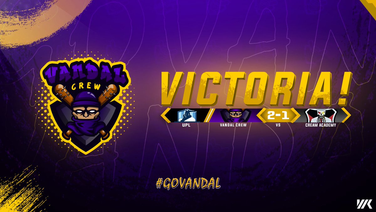 | #VICTORIA |

En un gran encuentro ante <a href="/Cream_EsportsGG/">ChichasLocas</a> (Academy) logramos vencer por 2-1 en la <a href="/UPL_OFF/">Ultra Power League</a> 💪

Convocados:
🗣 <a href="/Amblodia/">F/A Amblodia Frank 🇵🇪</a> 
👤 <a href="/DanielMorganCR/">DanielM</a> MVP
👤 <a href="/BlackstarjrO/">Blackstarjr OP</a> 
👤 @Alejandro506_GG 
👤 @CascanteBeatriz 
👤 <a href="/jaimec0304/">Jaime</a> 
👤 <a href="/ArmandoHijarA/">Armando</a> 

#GoVandal