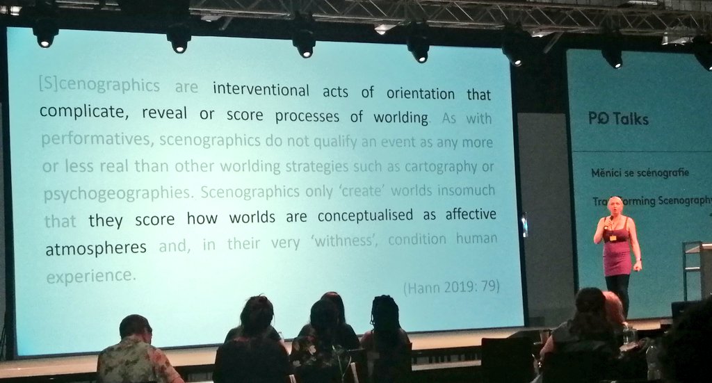 FrankPeschier's tweet photo. Everyone's favourite rockstar academic @RachelHann on 'Beyond Scenography'. Particularly agree with her manifesto 'scenography is not set, scenography happens' -chimes very much with my PhD!
Plus the 'seductive scenography' of her face Guilford Thai restaurant @PQ_2019 #PQtalks https://t.co/AyIpxvsTpg