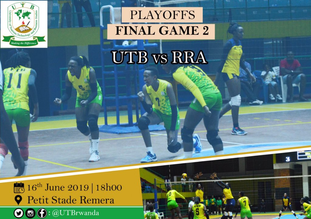UTBrwanda's tweet image. .@frvbrwanda  #FinalGame to win to be #Champion2019 🏆🥇 this Sunday @UTBrwanda vs @rrainfo 
#WomenVolleyball #PlayoffFinal 
#RwOT
