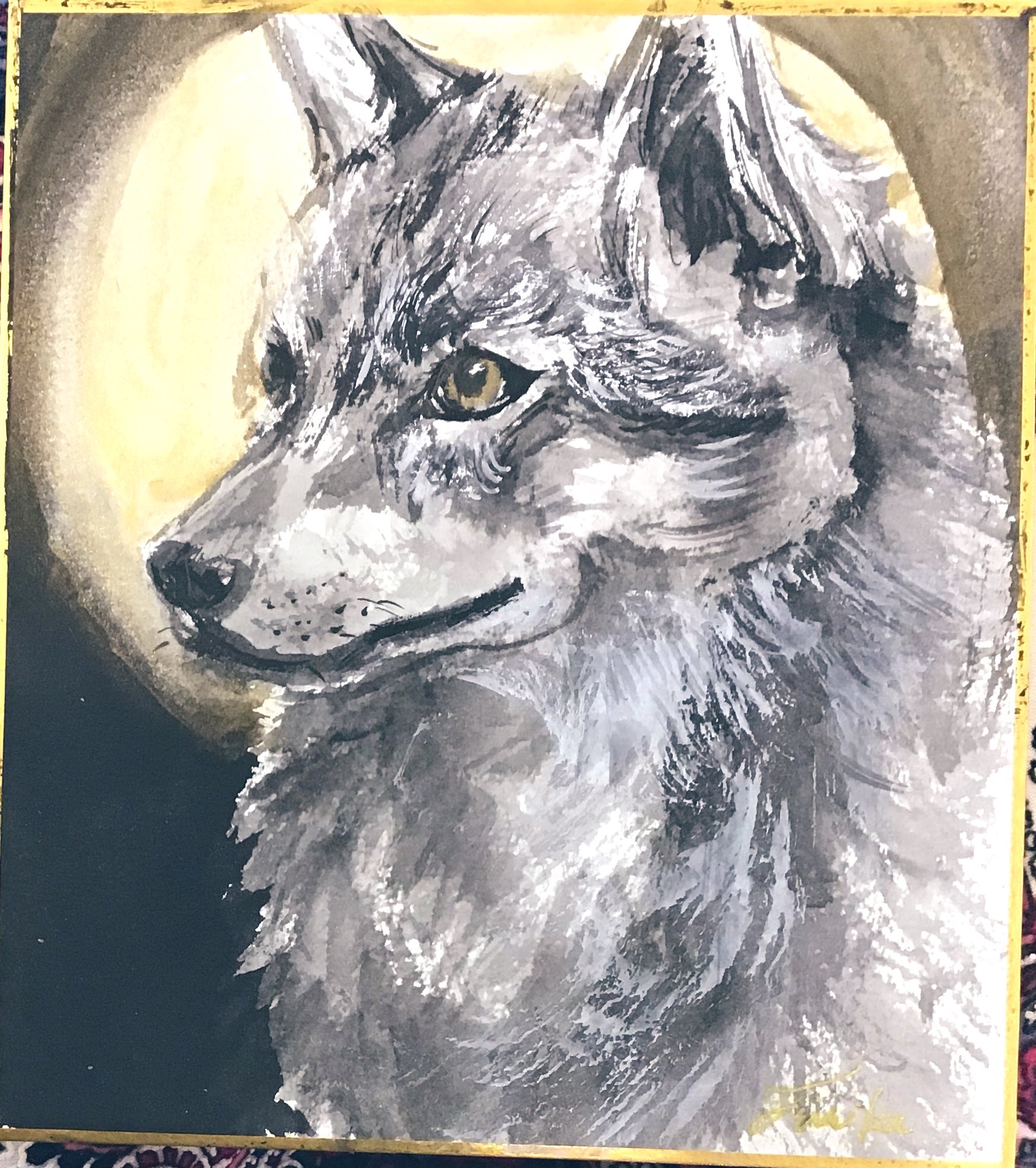 New限定品 水墨画 日本画 動物 狼 Sekiro ウルフ 絵画 作家 Gehenna 特別送料無料