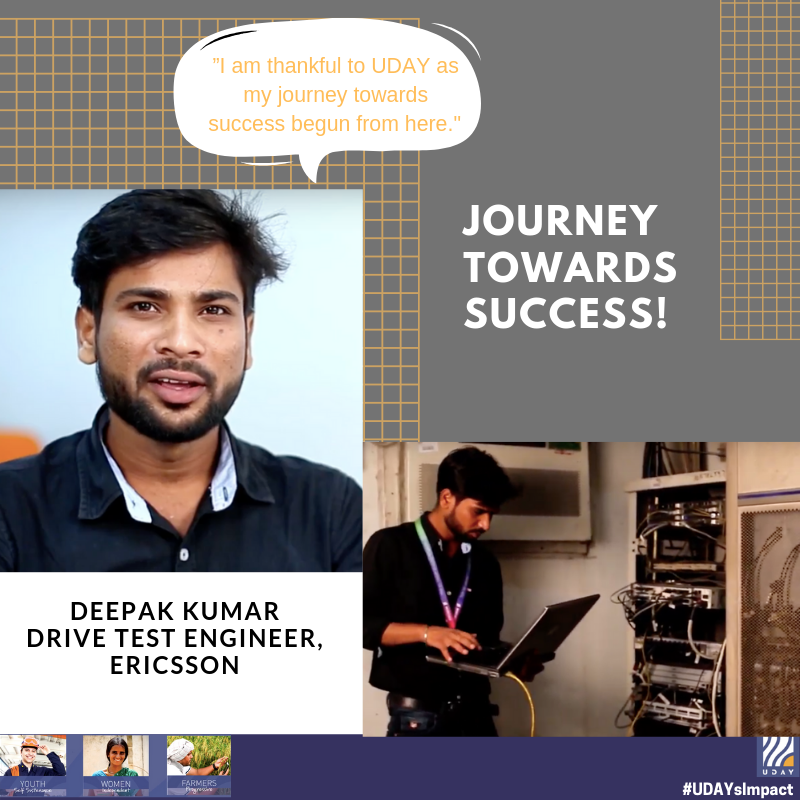 udayskills's tweet photo. #UDAYsImpact #UDAYforSkillIndia
Our impact story features Deepak Kumar from Bihar! 
Deepak has made us proud by being placed at Ericsson and gaining the confidence to accomplish his goals.
#ImpactAssessment #SkillIndia #NewIndia 
#socialimpact #ImpactingLives #employabilityskills https://t.co/9bWTfZ6ljB