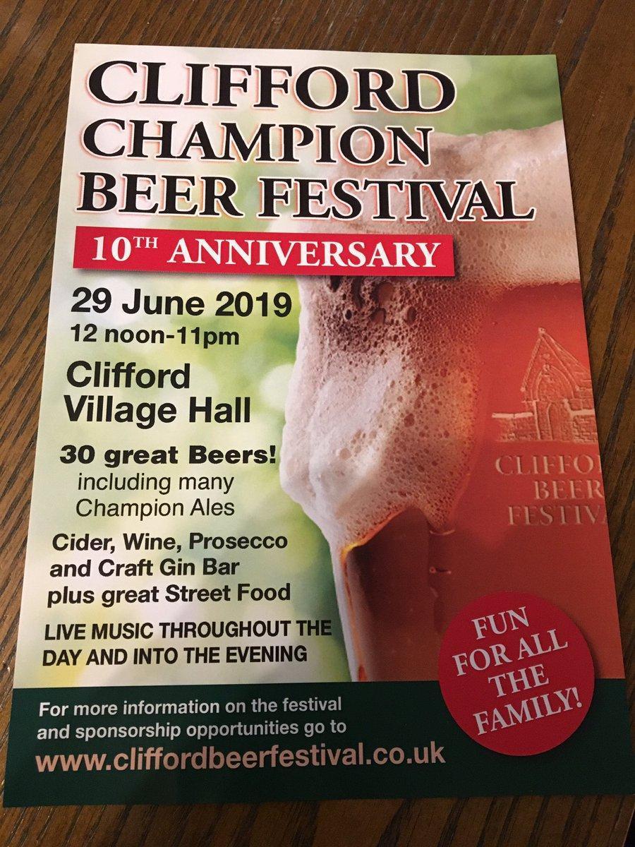 TWO weeks today until <a href="/cliffordbeerfst/">CliffordBeerFestival</a> Saturday 29th June,12 noon Clifford Village Hall. Many thanks to all  those who have sponsored the festival &amp; donated prizes. It's going to be a good 'un!  🍻🍕🥂🎤🌞<a href="/HelloYorkshire/">Hello Yorkshire</a> #Wetherby #Yorkshire #beer #festival #livemusic #VisitLeeds
