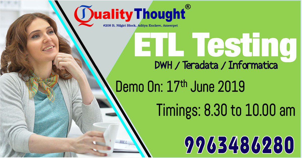 QTTWorld's tweet image. Attend ETL Teting Demo on 17th June 8:30 AM by Real-Time Expert - Quality Thhought
Interested Candidates Can Register: bit.ly/2VO2qCX
Course Content:qualitythought.in/etl-testing-tr…
#ETLtesting #etltestingtraining #etltestingonlinetraining