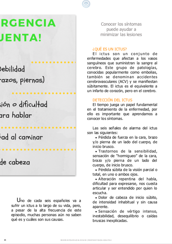 policiaelche's tweet photo. "1 de cada 6 españoles va a sufrir un #ictus a lo largo de su vida"
@Prote_Elche dedicó su artículo del mes de junio a este tema. Puedes leerlo entero en nuestra revista.
#RevistaPLE
• https://t.co/pMy33cqZIk
Ediciones anteriores:
• https://t.co/y6rO9QKd7Q https://t.co/Zn9TZSRutr