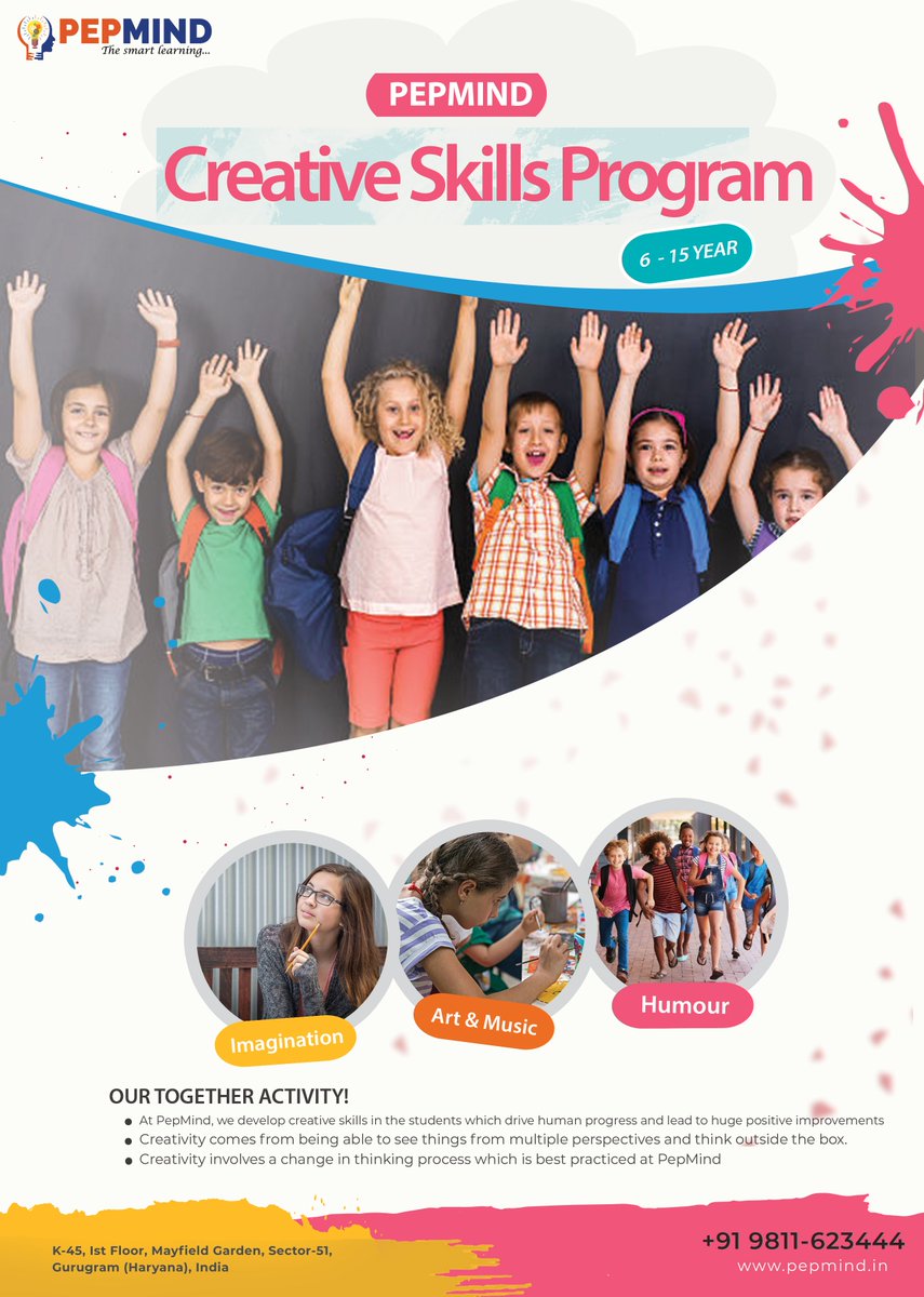 Pepmind2's tweet photo. Pepmind’s Creative Skills Program

At PepMind, we develop creative skills in the students which drive human progress and lead to huge positive improvements in them

Learn more @ https://t.co/Uql0O4woaH  or 
Call us @ +91 9811-623444 
Email: info@pepmind.in https://t.co/K1M0OyxnZt