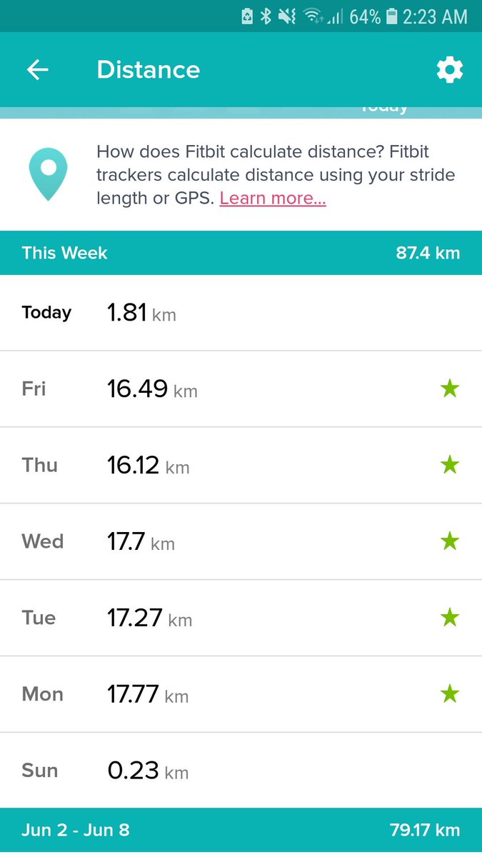 SparrrowStorm's tweet photo. Fitness log for this week! So Monday-Thurs I ran 6k before work and did the 60/60/60 pushups/situps/squats, and today I upped it to 7k and 70 of all! All the other steps and km come from running around at work! SO MUCH FITNESS!

#fitness #fitbit #FitForRTX https://t.co/tefBq8hLYE